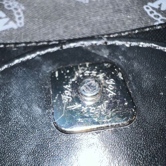 Vintage Mark Chantal MC Unisex Satchel Handbag Four Leaf Clover Design Black - Picture 10 of 16